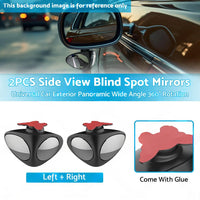 2PCS Car Exterior Panoramic Door Side Rear View Mirror Blind Spot Wide Angle 360