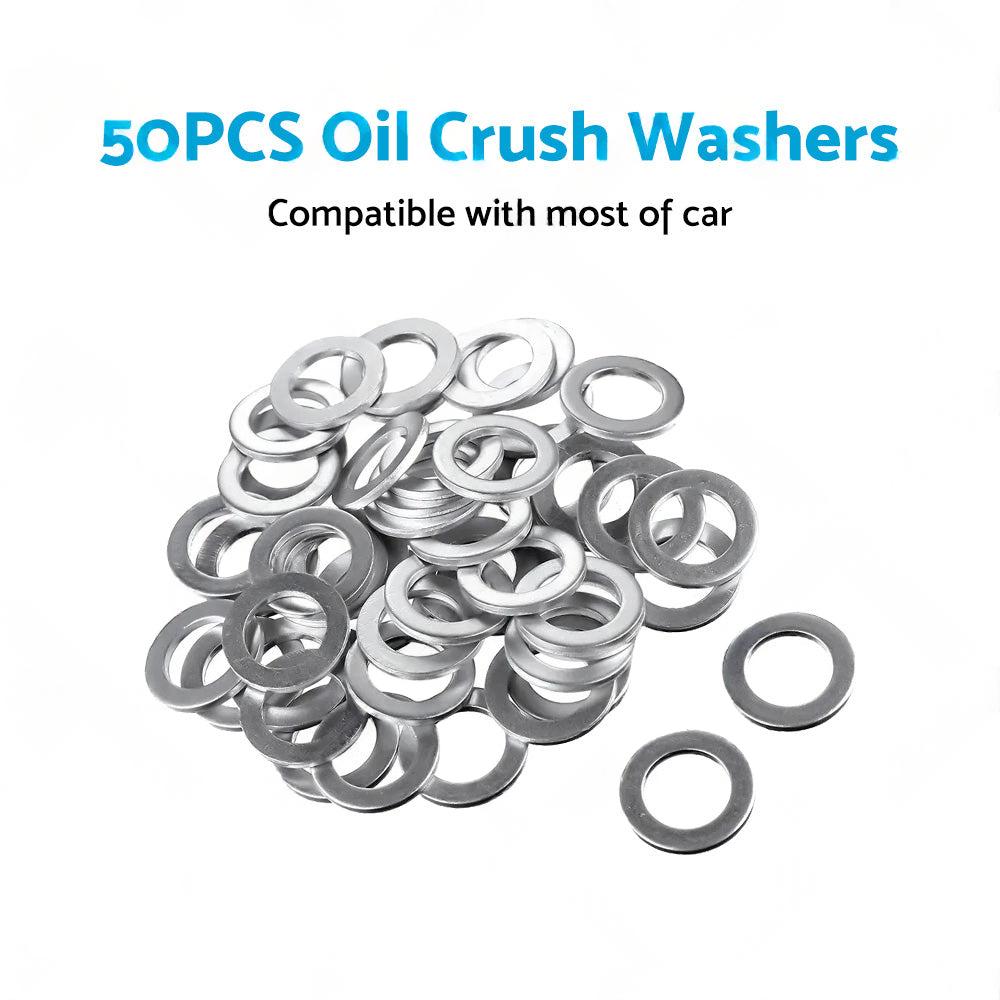 50PCS Car Engine Oil Crush Washers Drain Plug Gaskets ID 14mm , OD 22mm Aluminum