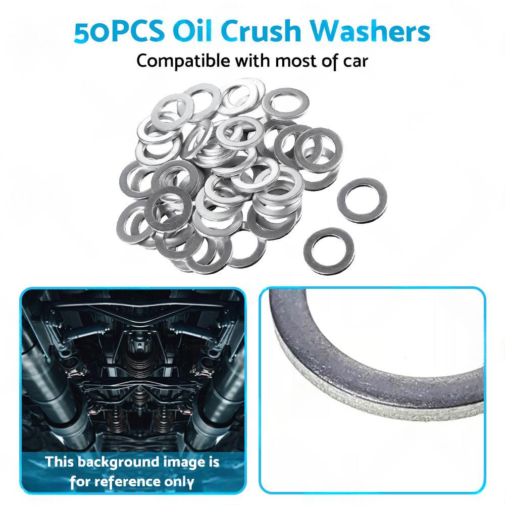50PCS Car Engine Oil Crush Washers Drain Plug Gaskets ID 14mm , OD 22mm Aluminum