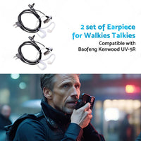 2PCS Covert Acoustic Tube Earpiece Headset Mic Suitable for Baofeng Kenwood