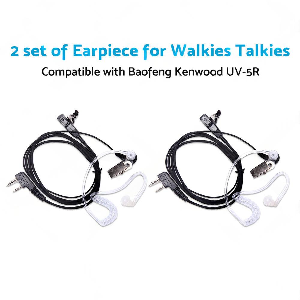 2PCS Covert Acoustic Tube Earpiece Headset Mic Suitable for Baofeng Kenwood