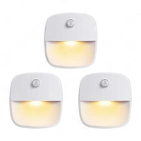 3 PCS Cordless Battery-Powered LED Night Light Motion Sensor Light-Warm White