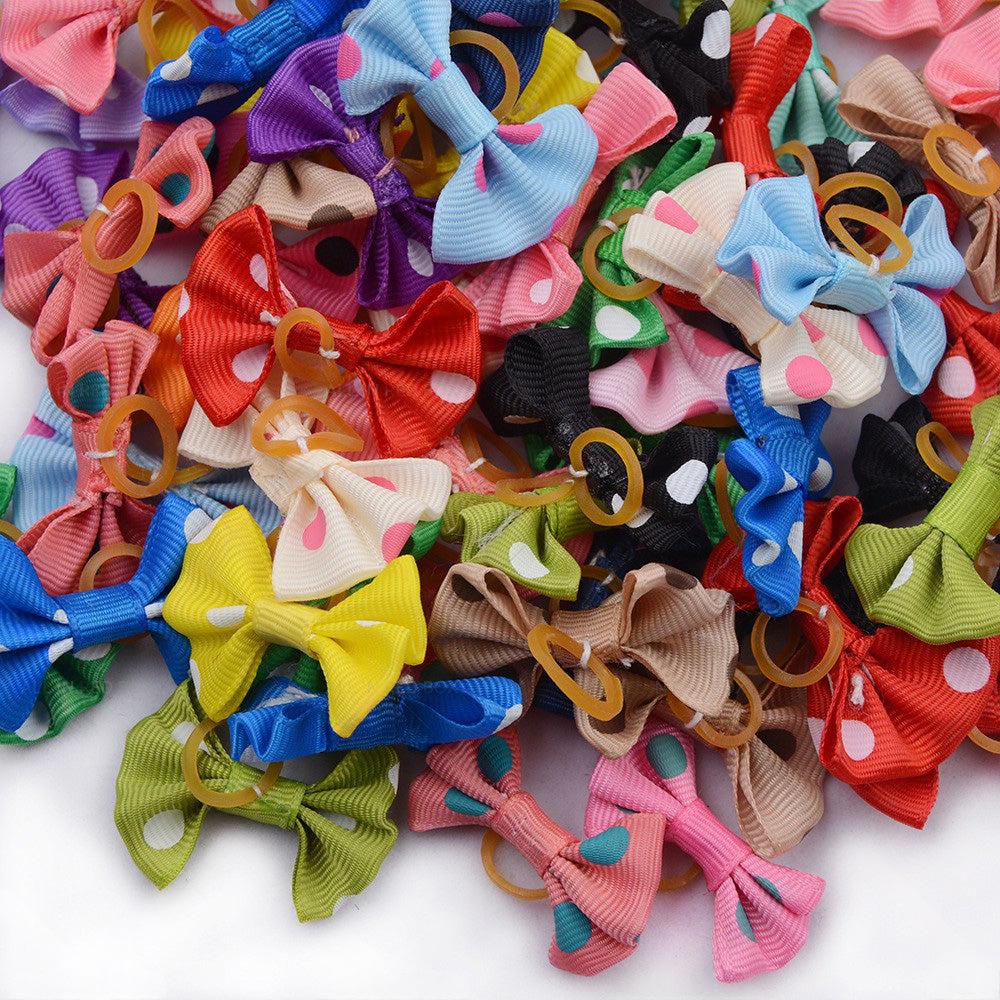 Up To 100PCS Pet Small Dog Hair Bows Rubber Bands Puppy Cat Grooming Accessory