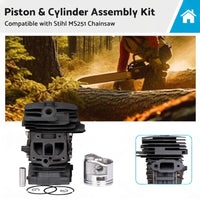 Piston  and  Cylinder Kit 44mm 1143 020 1207 Suitable For Stihl MS251 Chainsaw