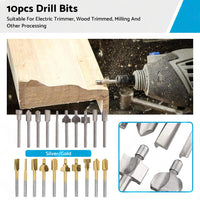 Set of 10 3mm Titanium Mini Hss Router Bit Trimmer Shank Electric Trimmer Tool