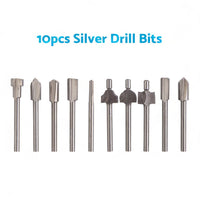 Set of 10 3mm Titanium Mini Hss Router Bit Trimmer Shank Electric Trimmer Tool