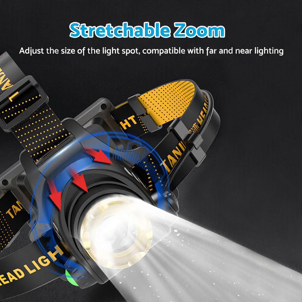 USB-Rechargeable LED Headlamp Flashlight Torch Suitable For Outdoor and Camping, 12,000,000lm