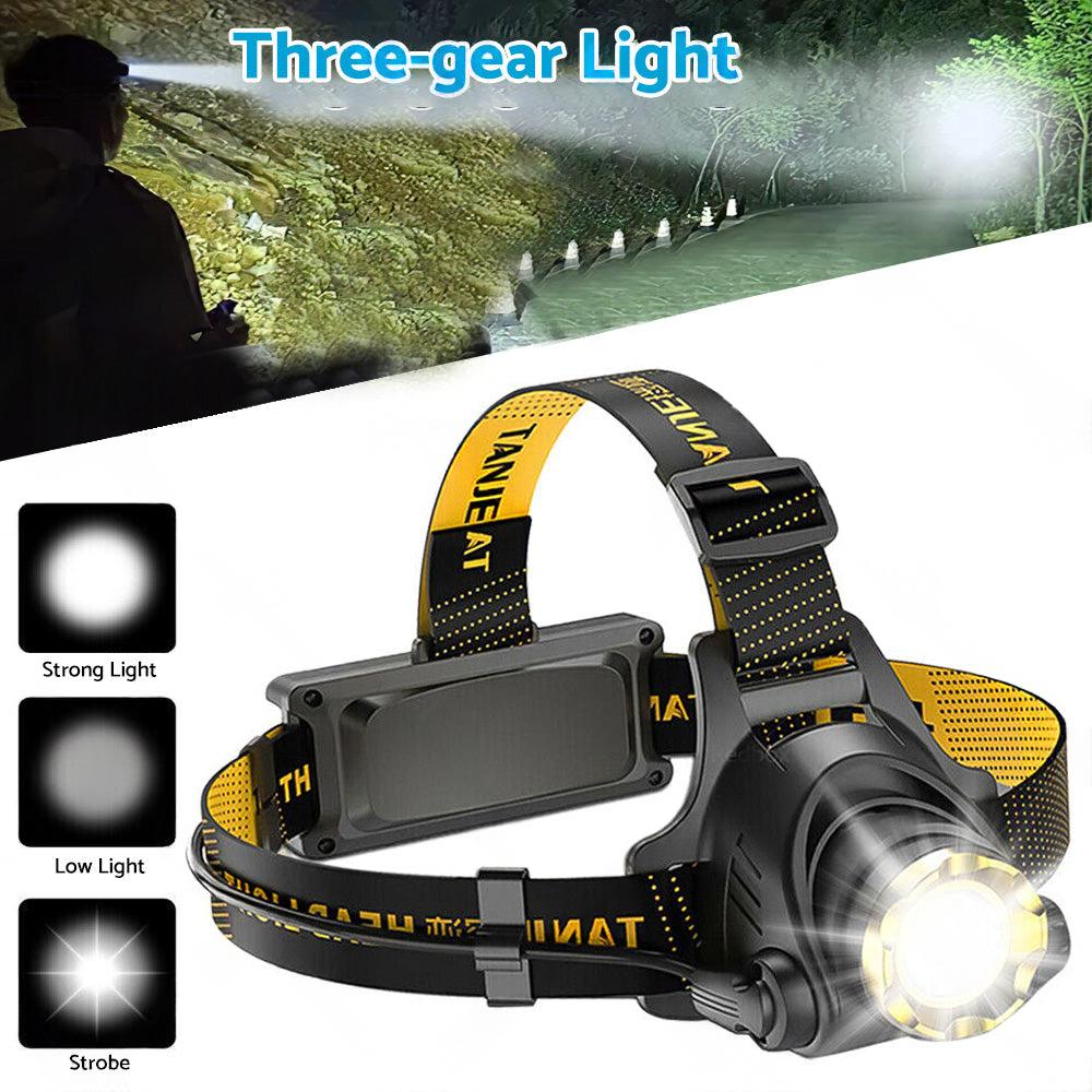USB-Rechargeable LED Headlamp Flashlight Torch Suitable For Outdoor and Camping, 12,000,000lm