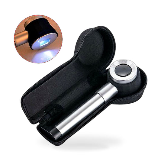 Hand Held 45x Magnifying Glass Jewellery Magnifier Loupe with Scale 3 LED Lights