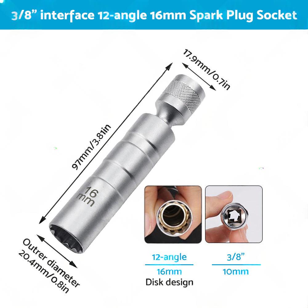 14/16mm Thin Wall Magnetic Swivel Spark Plug Socket 12 Point Removal Tool Suitable For Automotive Engine Maintenance