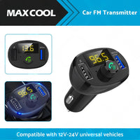 Bluetooth-5. 0 Radio Car Kit Wireless FM Transmitter Dual USB Charger MP3 Player