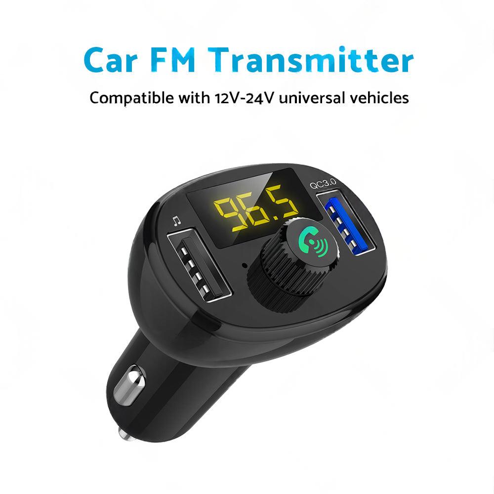 Bluetooth-5. 0 Radio Car Kit Wireless FM Transmitter Dual USB Charger MP3 Player