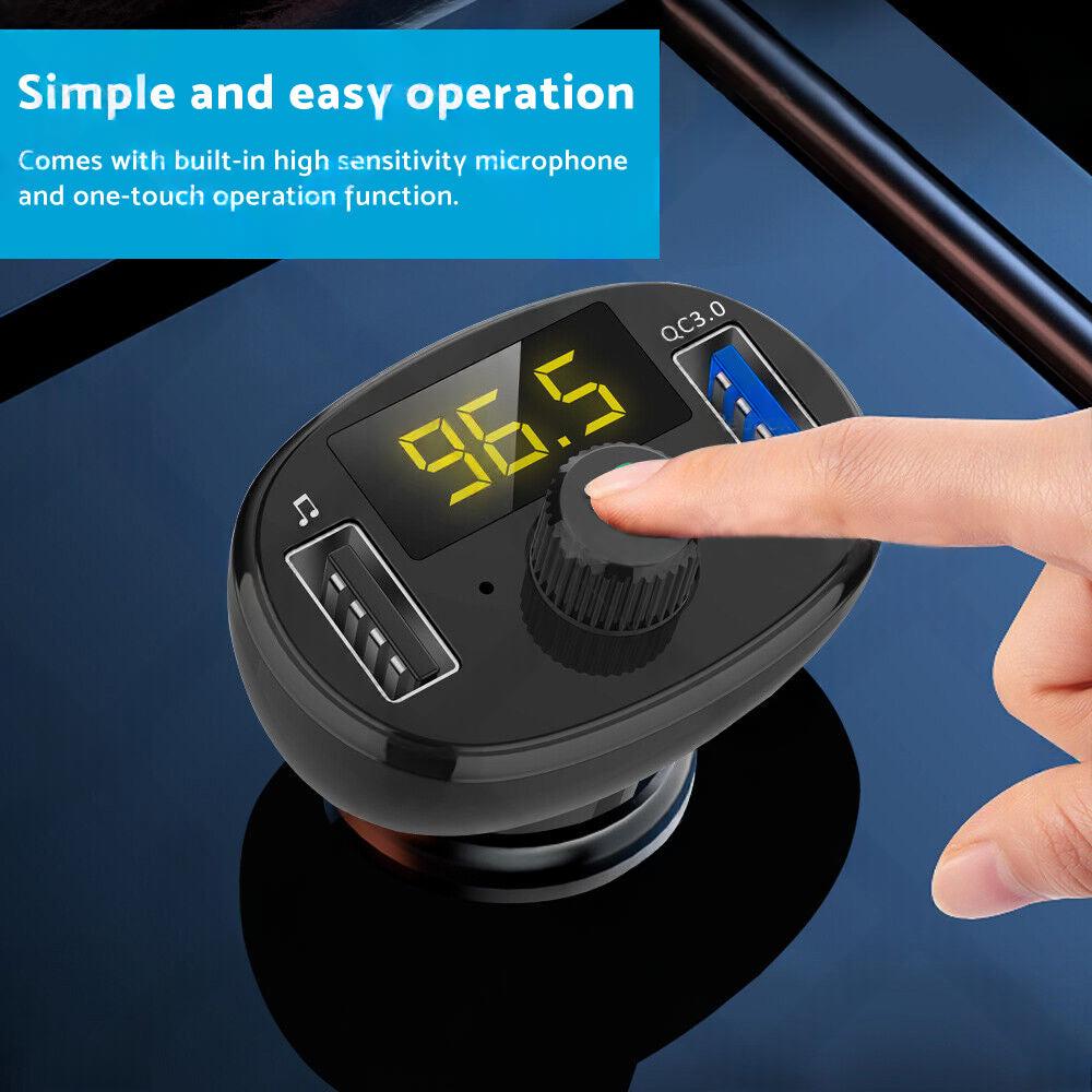 Bluetooth-5. 0 Radio Car Kit Wireless FM Transmitter Dual USB Charger MP3 Player