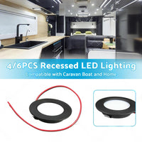 4/6x 12V Dimmable Spot Lights Suitable For Caravan & Boat Black Downlight Warm White AU