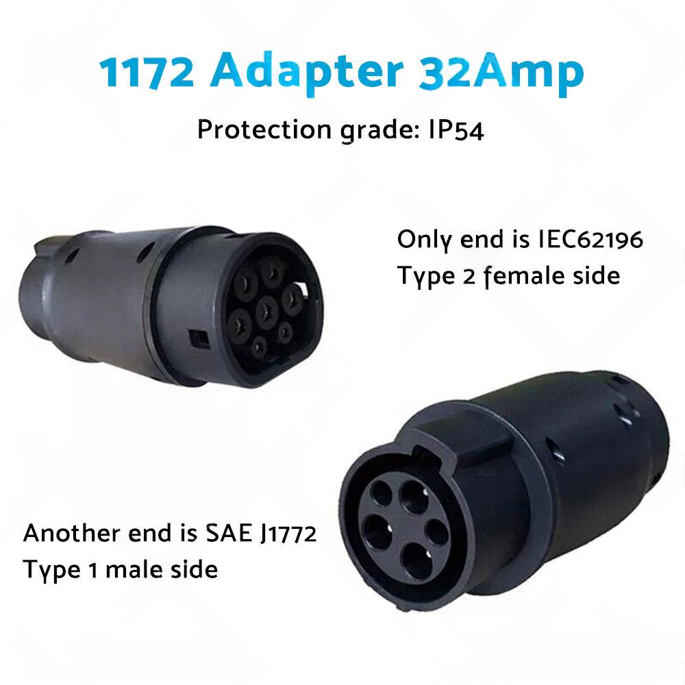 EVSE EV Adaptor 32A J1772 Type 1 to Type 2 Plug EV Adapter, Electric Cars V A3Y2