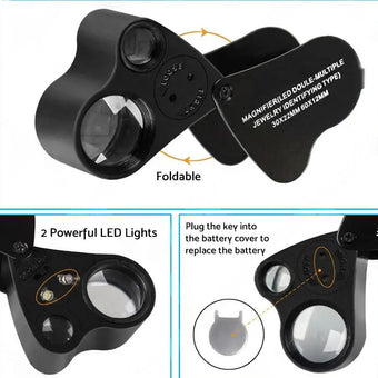 compare product 60x30mm Pocket Jeweller?¡¥s Eye Loupe Magnifier With LED Light Suitable For Jewelry