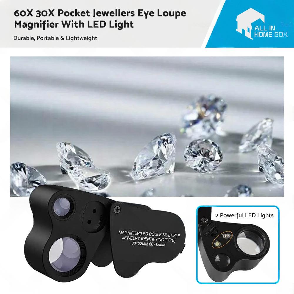 60x30mm Pocket Jeweller?¡¥s Eye Loupe Magnifier With LED Light Suitable For Jewelry