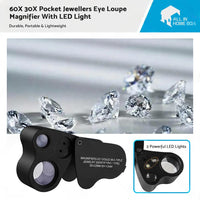 60x30mm Pocket Jeweller?¡¥s Eye Loupe Magnifier With LED Light Suitable For Jewelry