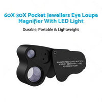 60x30mm Pocket Jeweller?¡¥s Eye Loupe Magnifier With LED Light Suitable For Jewelry