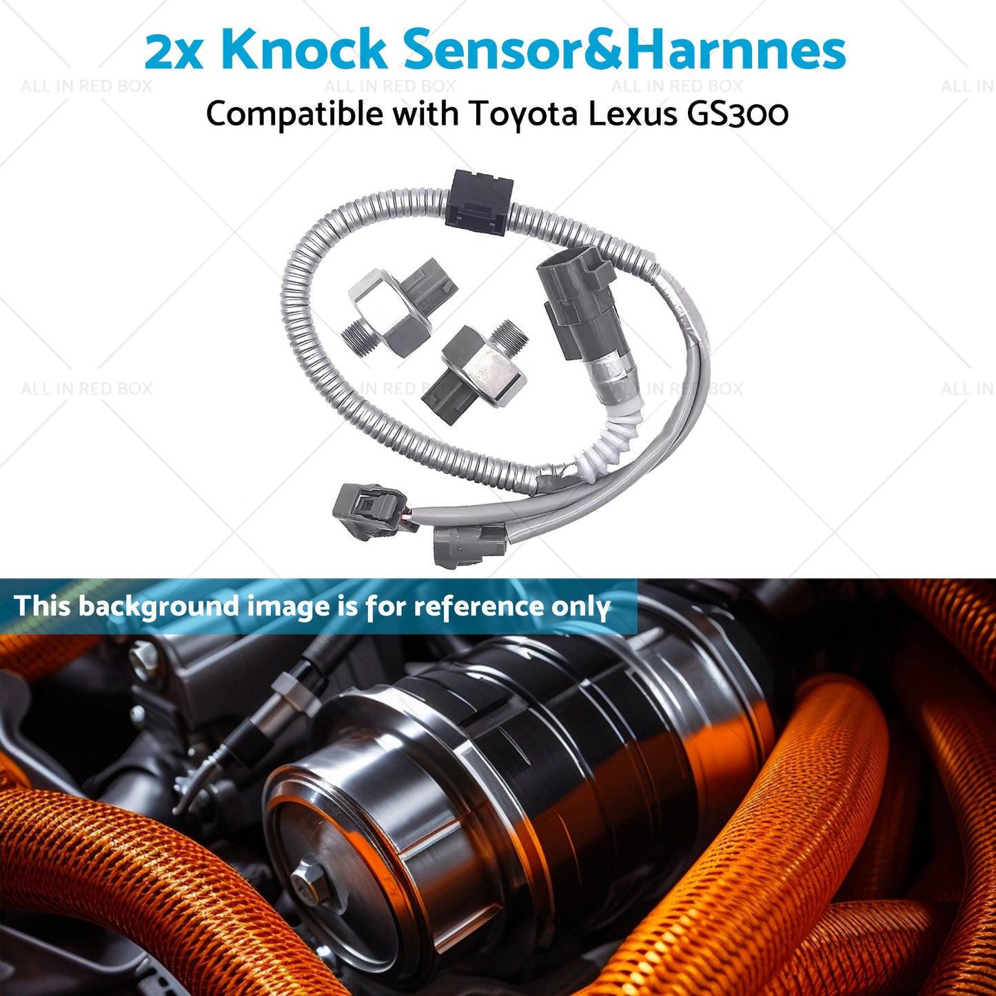 89615-12090 2x Knock Sensor and Harnnes Suitable for Toyota Lexus GS300 3. 0L 4Runner