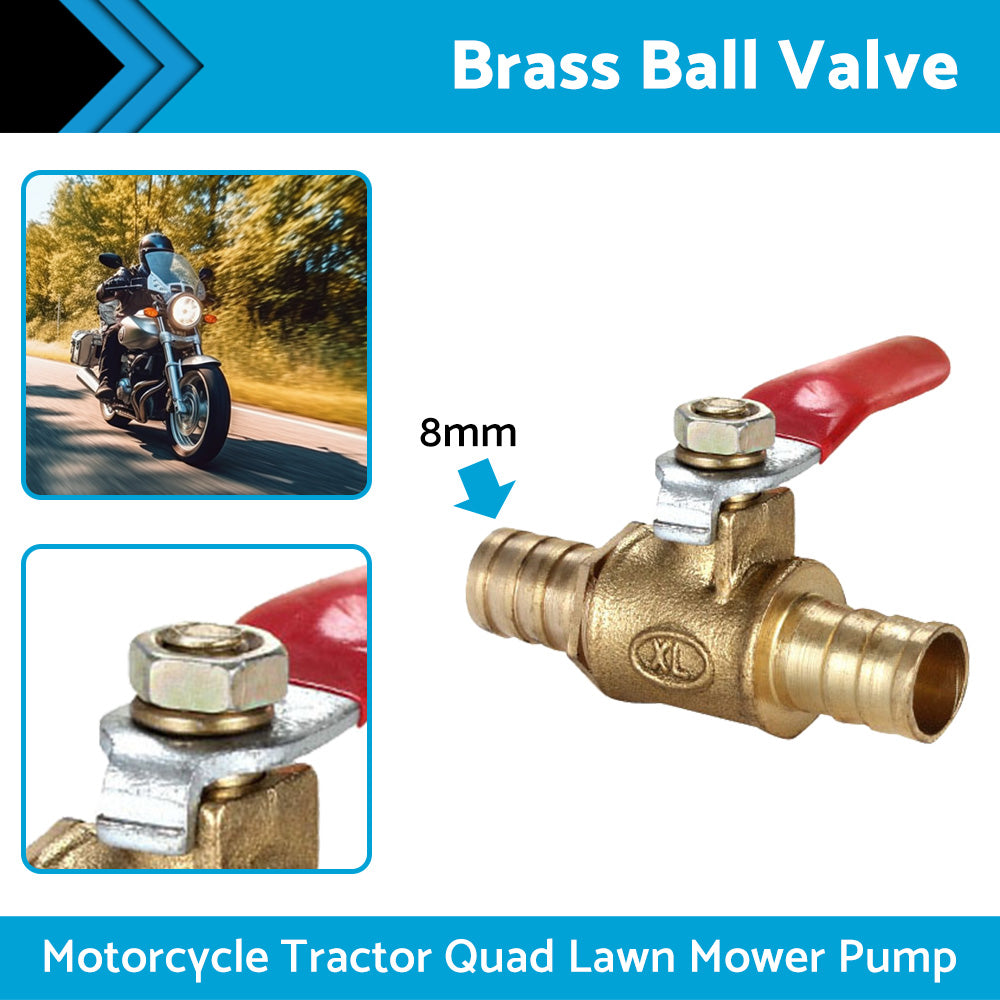 In-Line Fuel Tap Brass 8mm 5 16inch Motorcycle Tractor Quad Lawn Mower Pump