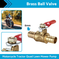 In-Line Fuel Tap Brass 8mm 5 16inch Motorcycle Tractor Quad Lawn Mower Pump