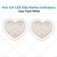 {{ Heart Pair 12V LED Side Marker Indicators Clear Flash White }} - Buy Car Parts Online at {{ Kaka Auto Parts }}.