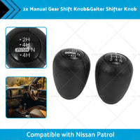 2PCS 5-Speed Push Gear Shift Knob and Transfer Case Konb Suitable for Nissan Patrol