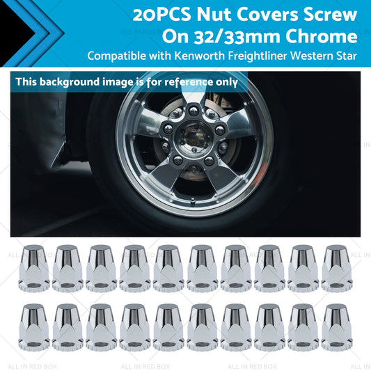 20x Nut Covers Screw Chrome 33mm Suitable for Kenworth Freightliner Western Star