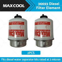 2PCS Replacement Diesel Water Separator Fuel Filter Element 2 Micron 36693