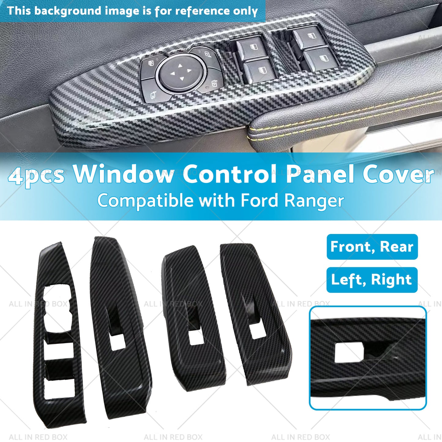 Suitable For Ford Ranger Carbon Car Window Control Panel Switch Cover 4pcs