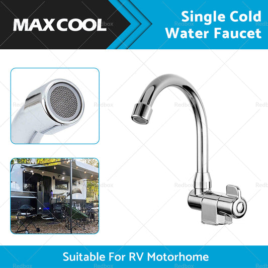 For RV Motorhome Faucet Single Cold Water Tap 360 Degree Rotation 1 or 2in Mounting