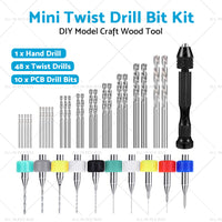 59Pcs Mini Twist Drill Bits Micro Hand Drilling Set DIY Model Craft Wood Tool