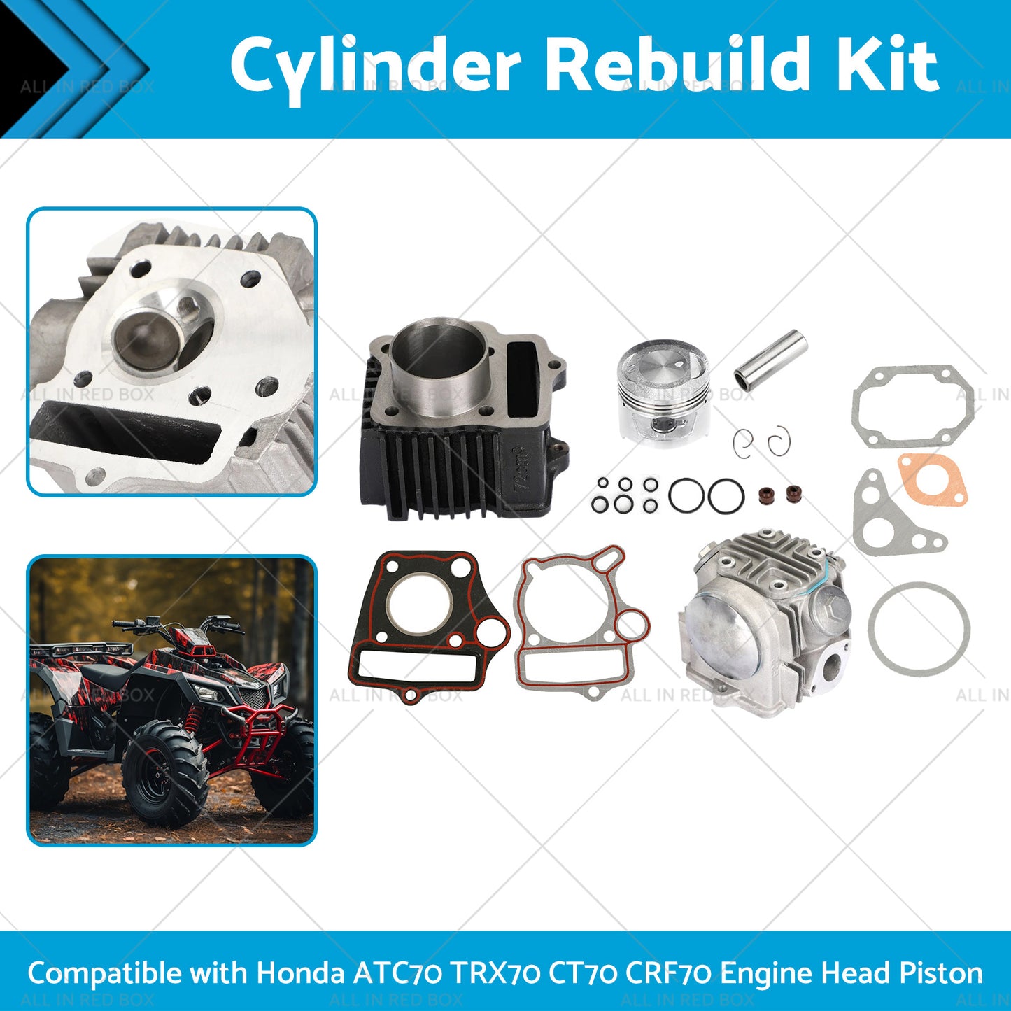 Top End Rebuild Kit Suitable For Honda ATC70 TRX70 CT70 CRF70 Engine Head Piston