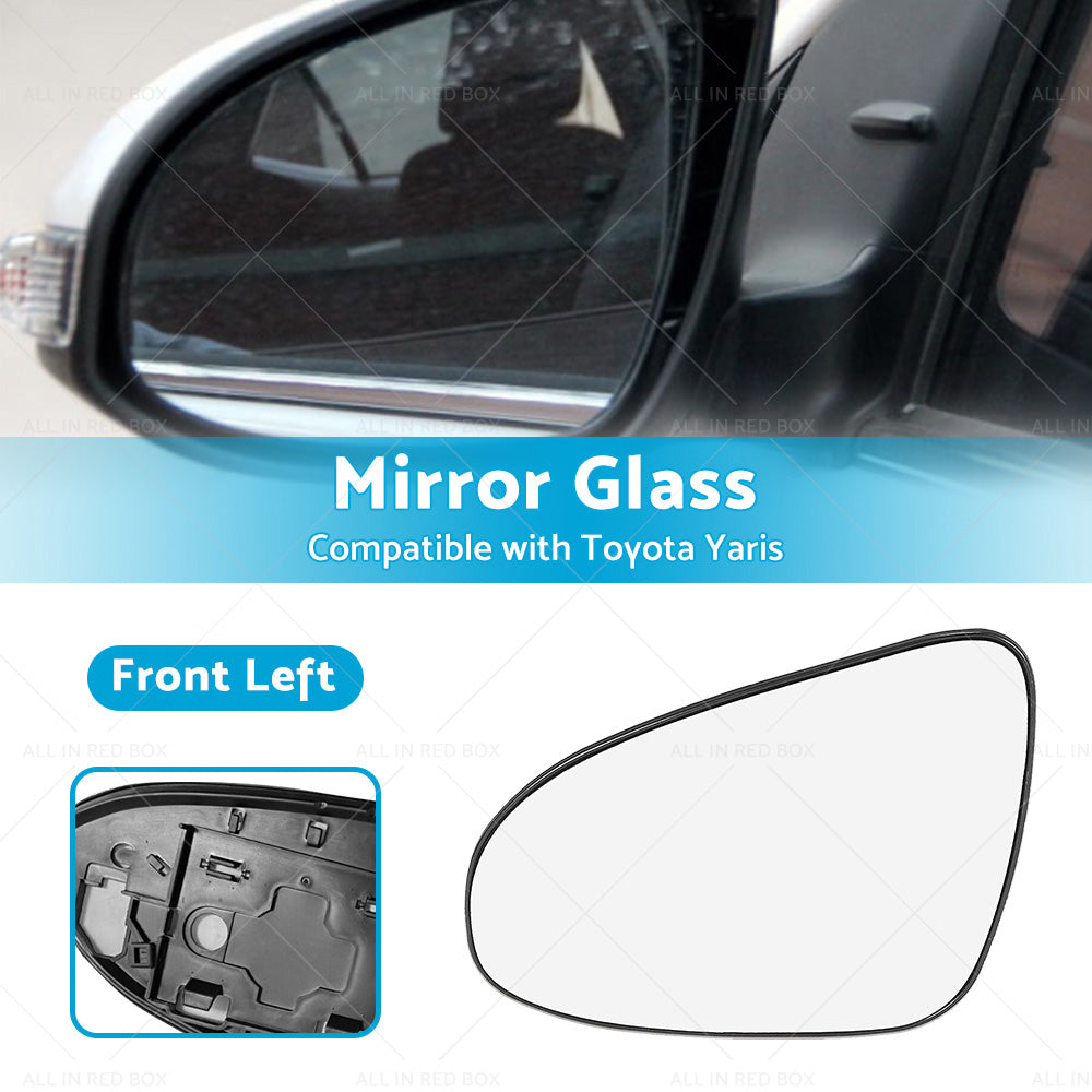 Left Side Mirror Glass with Back Plate Suitable for TOYOTA YARIS 2012 - 2017