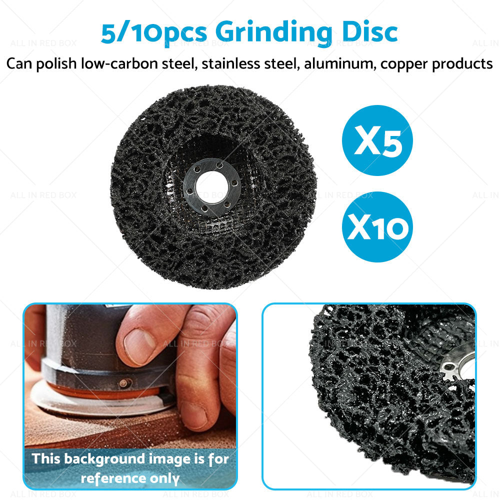 5/10PCS 100mm Poly Strip Disc Wheel Paint Rust Removal Clean Angle Grinder Black