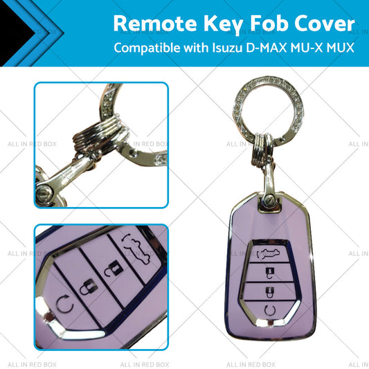 TPU Car Remote Key Fob Cover Suitable for Isuzu D-MAX MU-X MUX 4 Button Purple