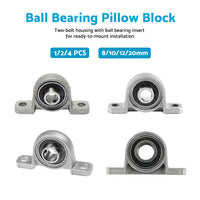 4PCS 8/10/12/20mm Inner Diameter Ball Bearing Pillow Block Zinc Alloy Metal