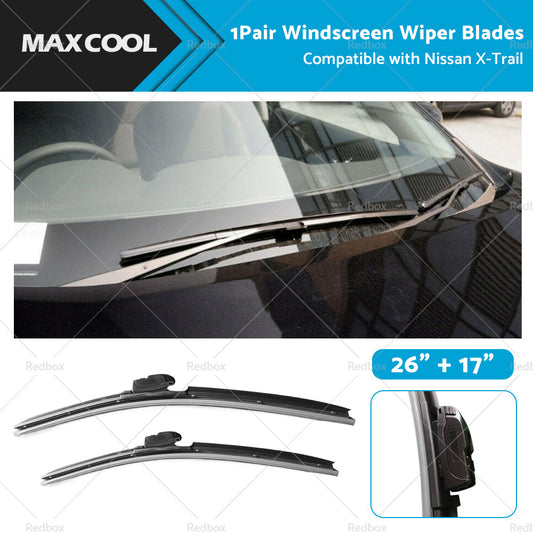 Wiper Blades Suitable for Nissan X-Trail T32 2014-2022 Front Pair 26inch + 17inch