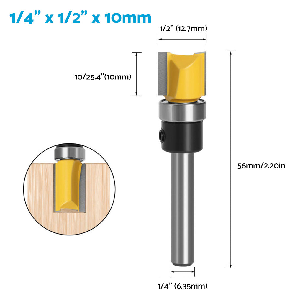 4pcs 1 4 Shank Top Bearing Flush Trim Pattern Router Bit Set Milling Cutter Kit