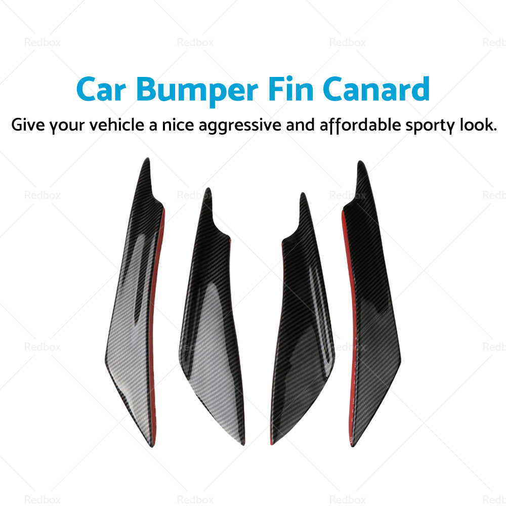 4x Carbon Fiber Car Bumper Fin Canard Splitter Diffuser Valence Spoiler Lip