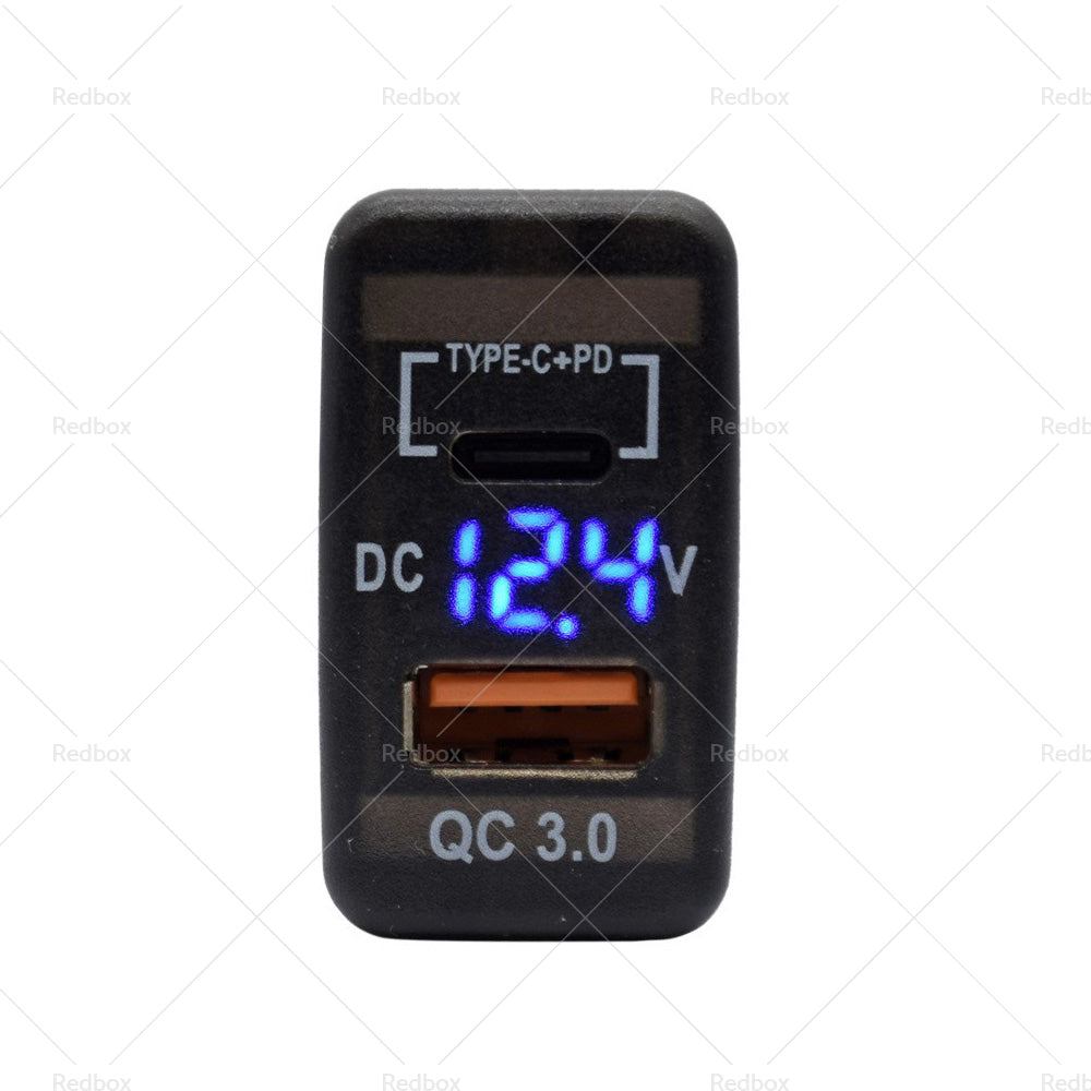 Type-C  USB Car Charger Adapter Voltmeter Suitable For Land Cruiser Prado 120