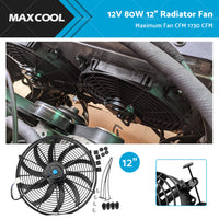 12inch Universal Push Pull Radiator Fans Engine Bay Cooling Fan + Fitting Kits