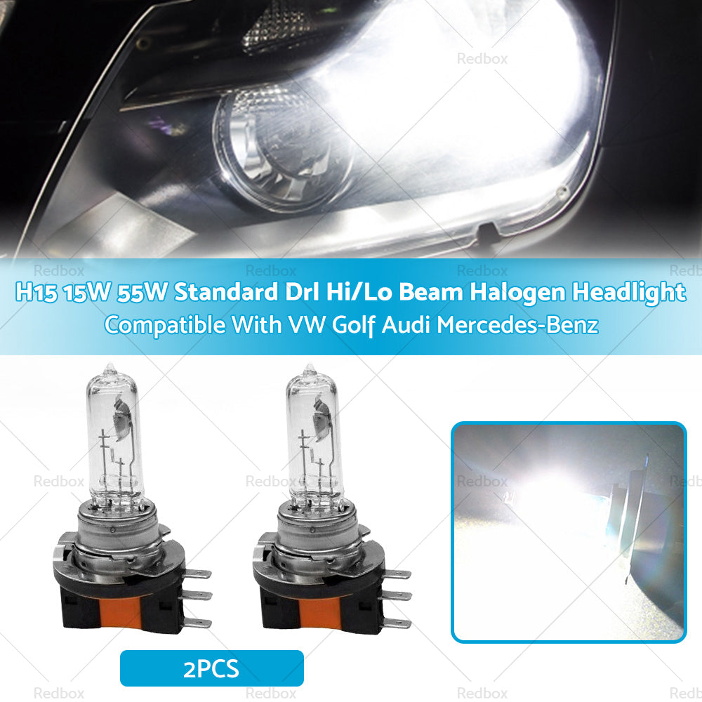 H15 15W 55W DRL Hi Lo Beam Halogen Headlight Suitable For Golf Mercedes