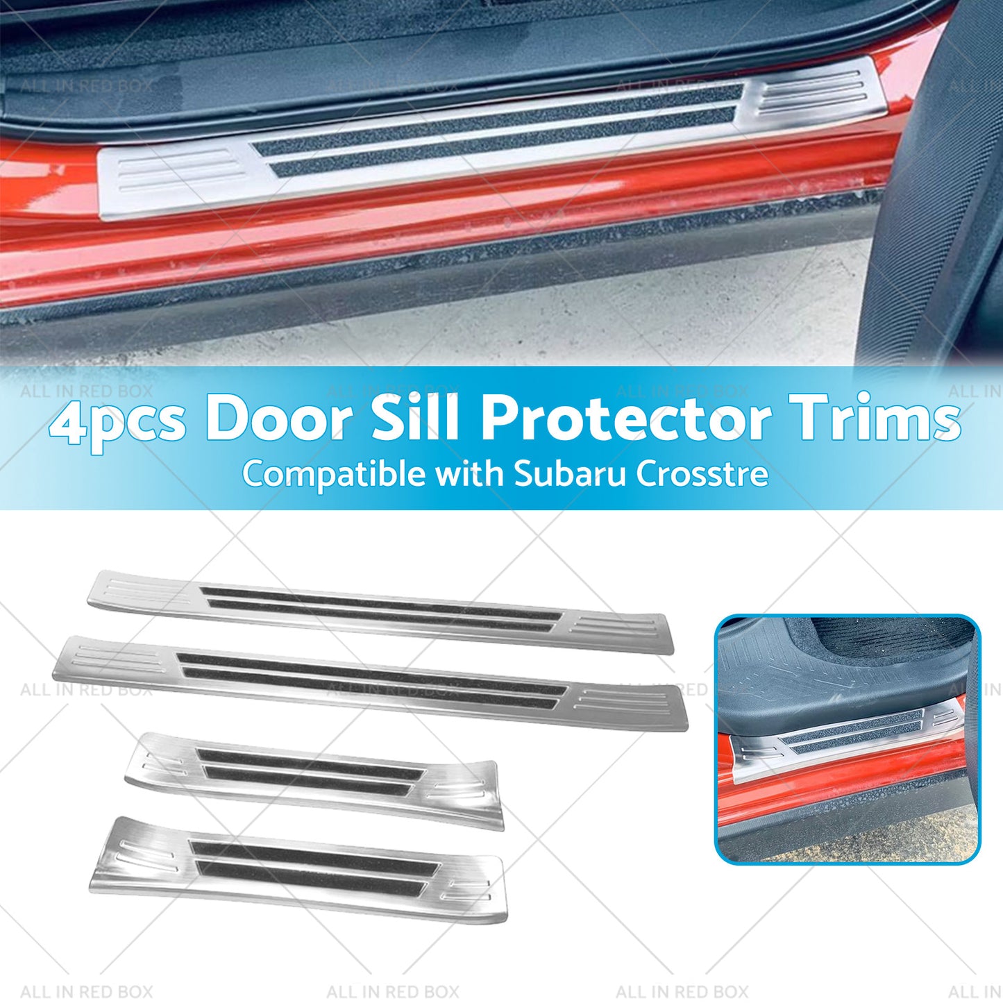 4x Suitable For Subaru Crosstrek 2023 Steel Door Sill Protector Trim Scuff Plate