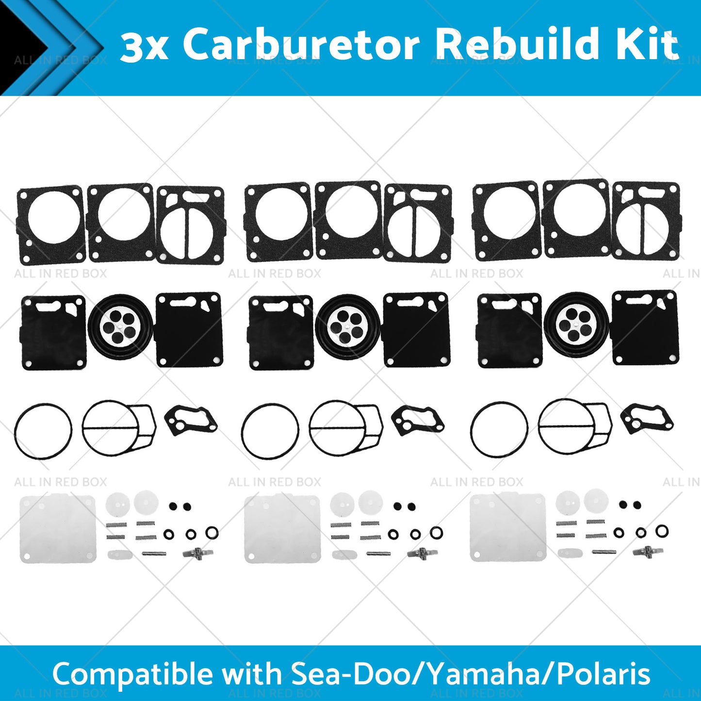 3x Carburetor Carb Rebuild Repair Kit Suitable Sea-Doo SP SPI SPX HX GS GSI GSX