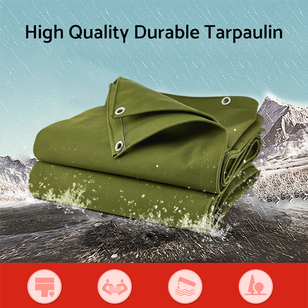 3 Sizes Army Heavy Duty Waterproof Canvas Tarp Tarpaulin Sun Blocked Dustproof