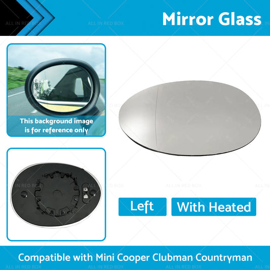 Left Mirror Glass Heated Back Plate Suitable for MINI Cooper F55 F56 Clubman F54