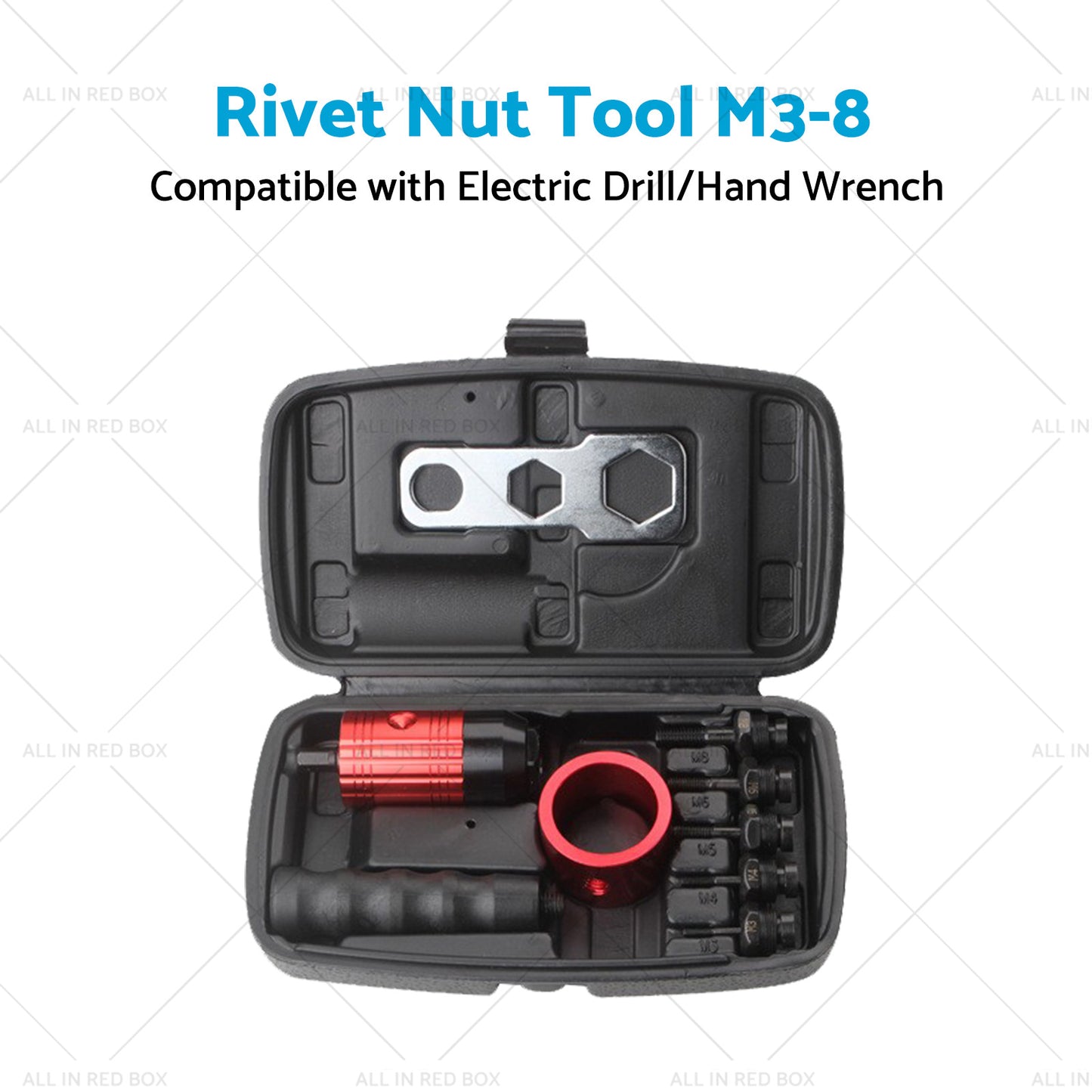 Rivet Nut Tool M3-8 Nutsert Adapter Suitable for Hand Wrench Electric Drill