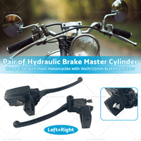 Pair 1inch 25mm Motorcycle Hydraulic Brake Clutch Master Cylinder Lever Left Right